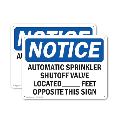 Signmission Automatic Sprinkler Shutoff Valve Located, 10 in W x Rectangle, Plastic OS-2PACK-NS-P-710-L-10269